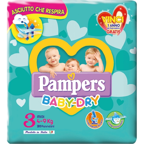 Pannolini Pampers Baby Dry Midi 4-9 Kg Misura 3 (20pz)