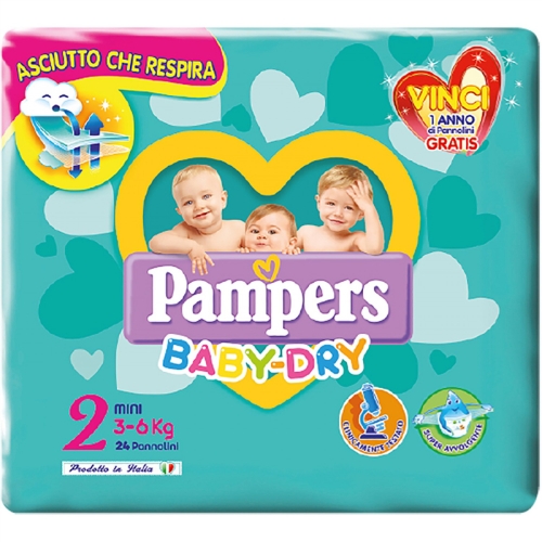Pannolini Pampers Baby Dry Mini 3-6 Kg Misura 2 (24pz)